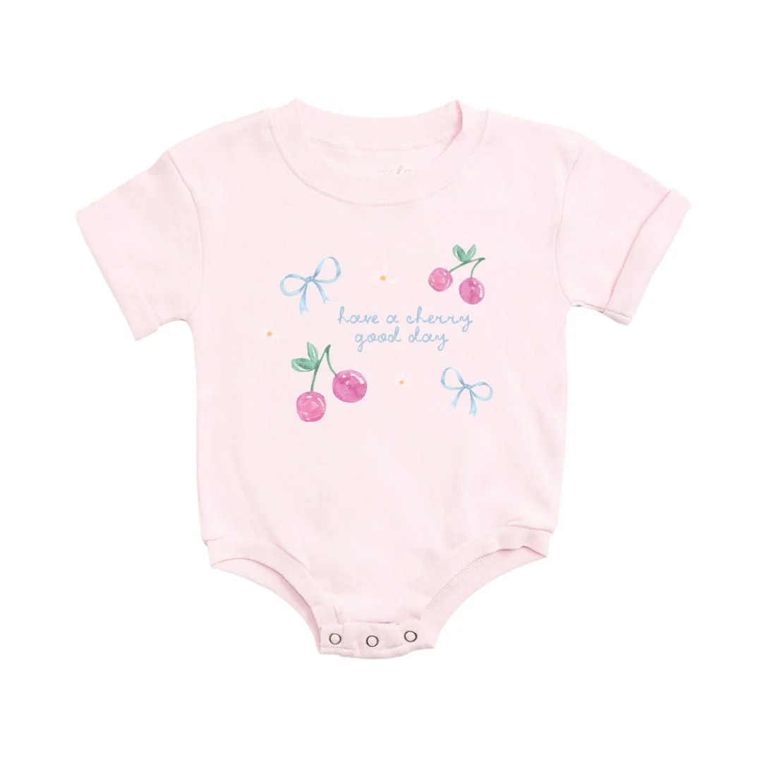 Cherry Good Day Short Sleeve Romper - Ballet | Sweet Wink