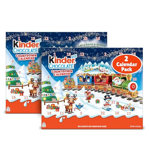 Kinder Chocolate Countdown Advent Calendar, Chocolate Candy, 2025, 2 Pack, Holiday gift for all, 24 Pieces 8.8 oz | Amazon (US)
