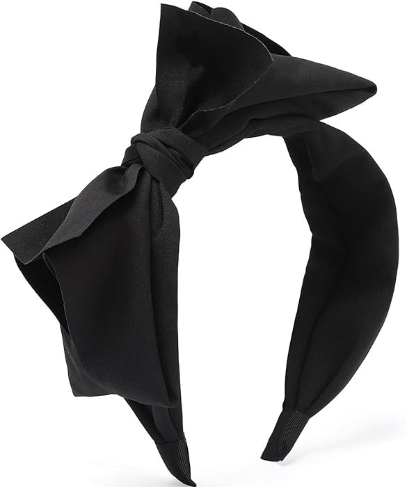 WantGor Women's Wide Turban Headbands with Knotted Bowknot Hair Hoop and Bows Accessories (Black) | Amazon (US)