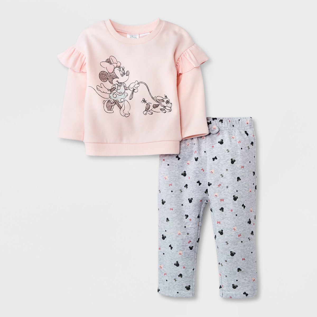 Baby Girls' 2pc Minnie Mouse Top and Bottom Set - Light Pink | Target