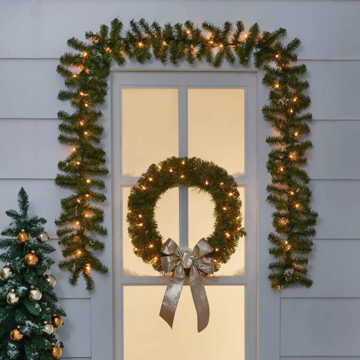 20" Pre-lit Pine Artificial Christmas Wreath Clear Lights - Wondershop™: Indoor/Outdoor, Wall/D... | Target