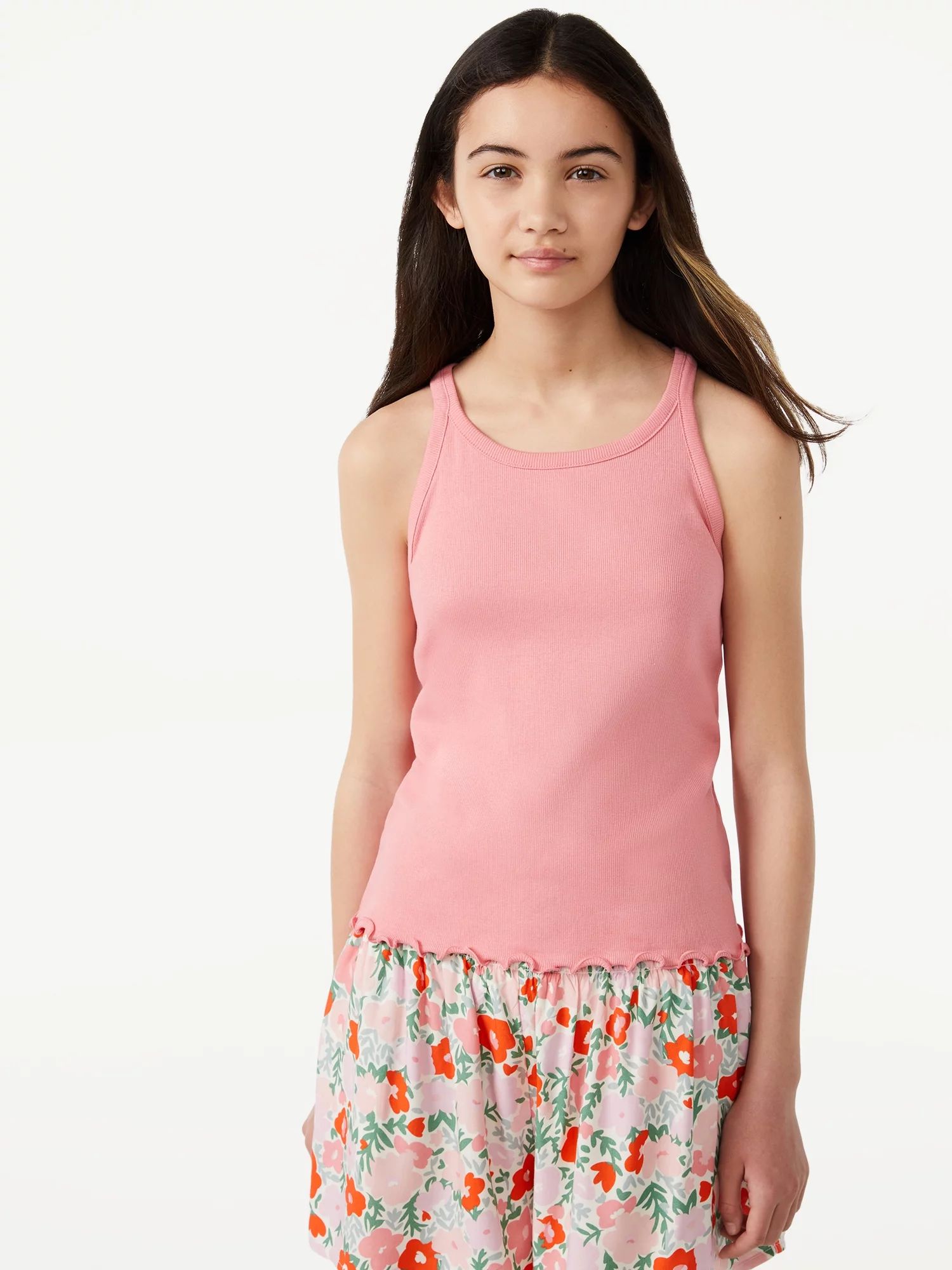 Free Assembly Girls Racerback Ribbed Tank Tops, 2-Pack, Sizes 4-18 & Plus | Walmart (US)