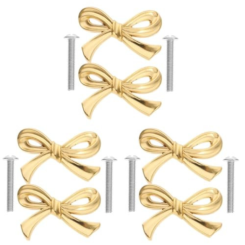 DOITOOL Brass Bow Shape Cabinets Knobs Gold Drawer Pulls Decorative Bow Knobs Cupboard Pull Handles for Home Kitchen Cabinet Hardware Cupboard Dresser Wardrobe and Drawer Pulls - 6 Pack | Amazon (US)