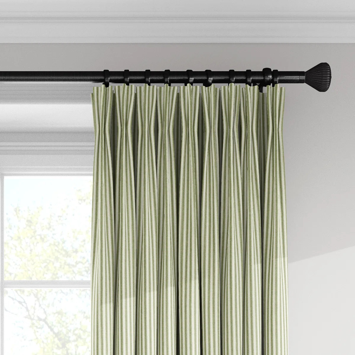 Ticking Stripe 100% Cotton Striped Room Darkening Pinch Pleat Single Curtain Panel | Wayfair North America