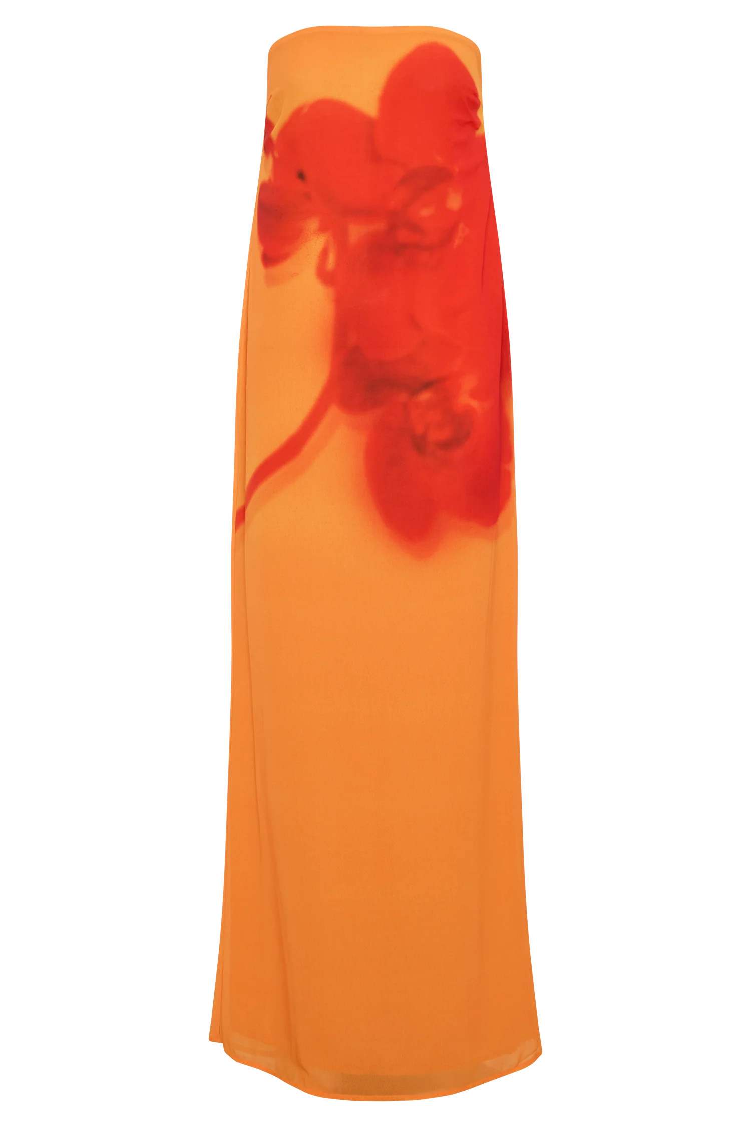 Amaya Strapless Chiffon Maxi Dress - Koi Orchid Print | Meshki (APAC)