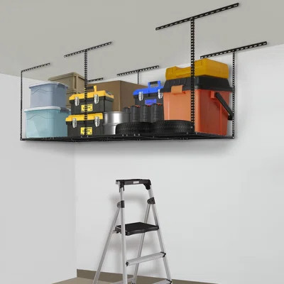 Ceiling Garage Storage Racks, Adjustable Metal Shelves, 400lbs Capacity For Vertical Organization | Wayfair North America