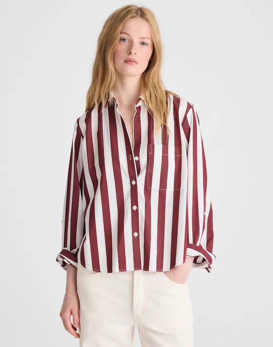 The Signature Y-Neck Shirt in Poplin | Madewell