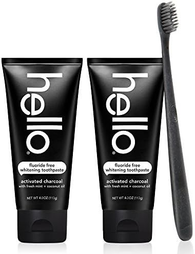 Hello Oral Care Activated Charcoal Teeth Whitening Fluoride Free & SLS Free Toothpaste 2 Pack wit... | Amazon (US)