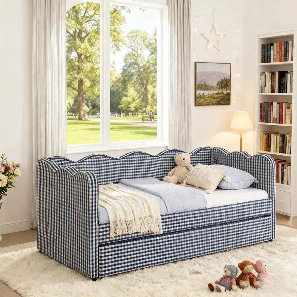 Daybed With Trundle, Twin Size Sofa Bed, No Box Spring Needed, USB Port, Adorable Wave Shaped, Li... | Wayfair North America