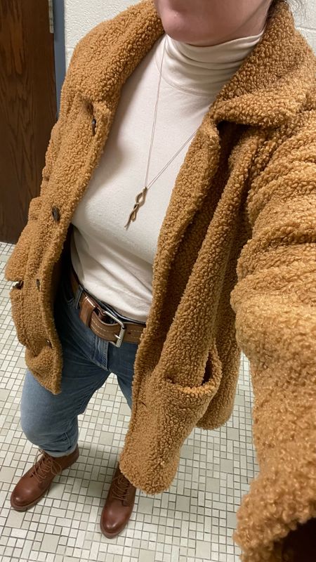 Cold and snowy outfit. The Sherpa is old Lucky Brand, but I’ve linked some similar options. ❤️ 

#LTKworkwear #LTKshoecrush #LTKstyletip