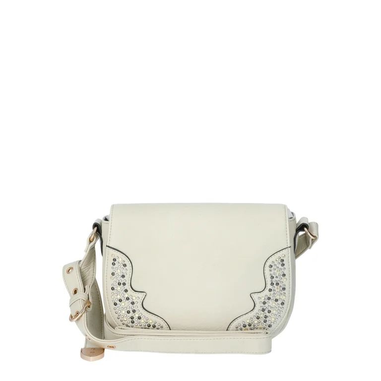 Jessica Simpson Women's Jessie Faux Leather Crossbody Saddle Bag, Cream Bruleé | Walmart (US)