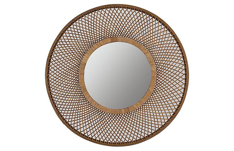 Katie Wall Mirror - Woven Rattan | One Kings Lane
