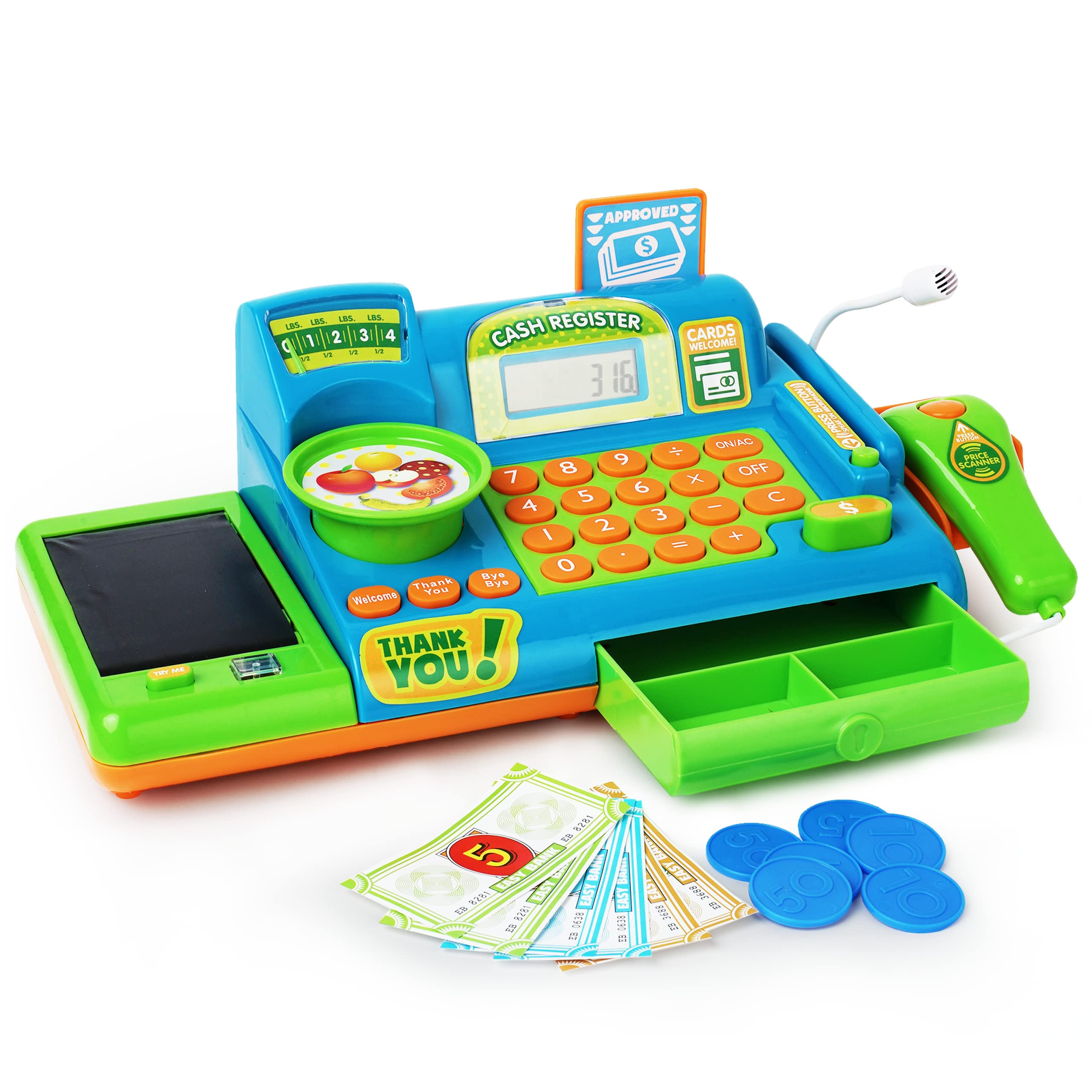 Boley Pretend Play Cash Register Toy for Kids – 19 Piece Interactive Set with Scanner, Micropho... | Amazon (US)