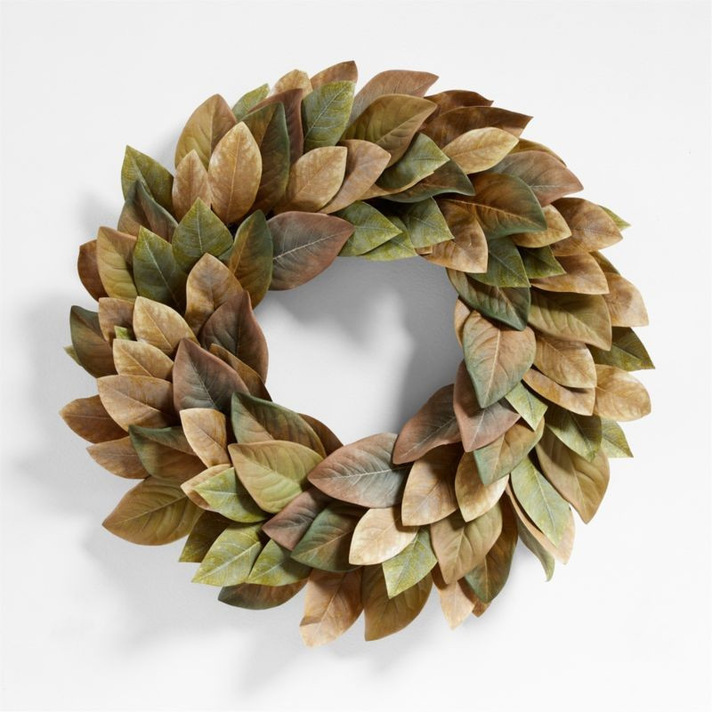 Large Faux Magnolia Wreath | Crate & Barrel | Crate & Barrel