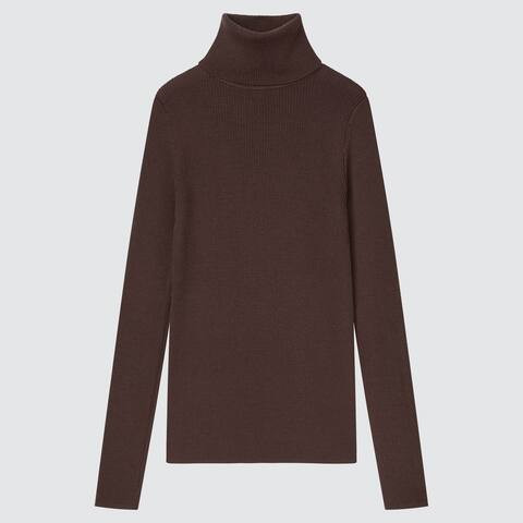 100% Extra Fine Merino Ribbed Turtleneck Jumper (2021 Season) | UNIQLO UK | UNIQLO (UK)