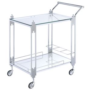 Furniture of America Macon Contemporary Metal 2-Tier Bar Cart in Chrome | Homesquare
