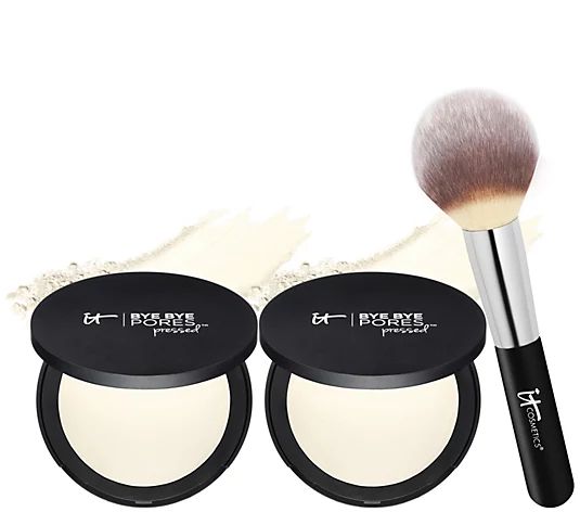 IT Cosmetics Super-size Bye Bye Pores Pressed w/Brush Auto-Delivery - QVC.com | QVC