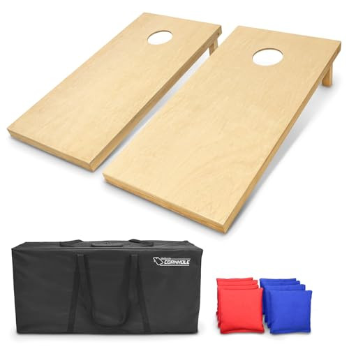 GoSports Solid Wood Premium Cornhole Set - Choose Between 4 Feet x 2 Feet or 3 Feet x 2 Feet Game Boards, Includes Set of 8 Corn Hole Toss Bags | Amazon (US)