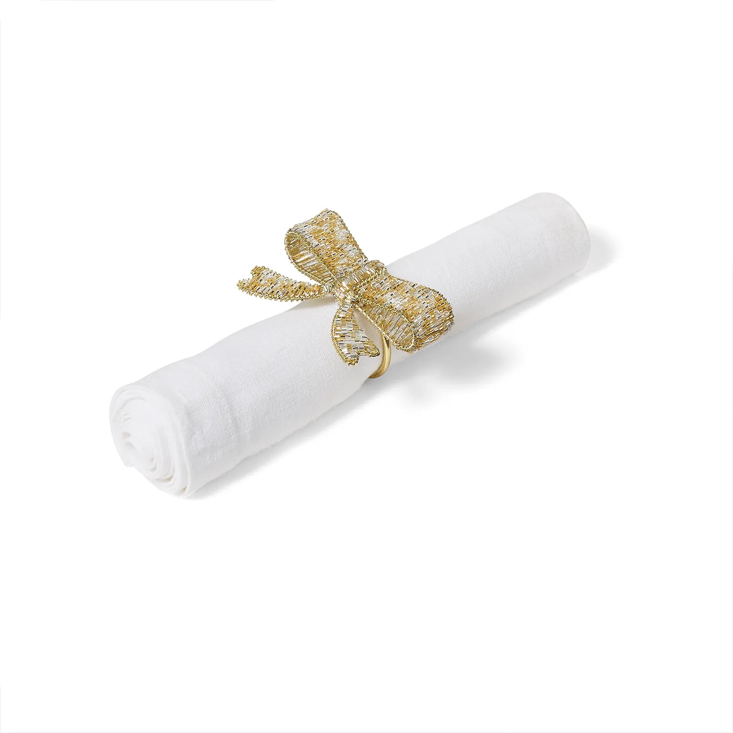 Sur La Table Jolly Santa Beaded Bow Napkin Ring | Sur La Table