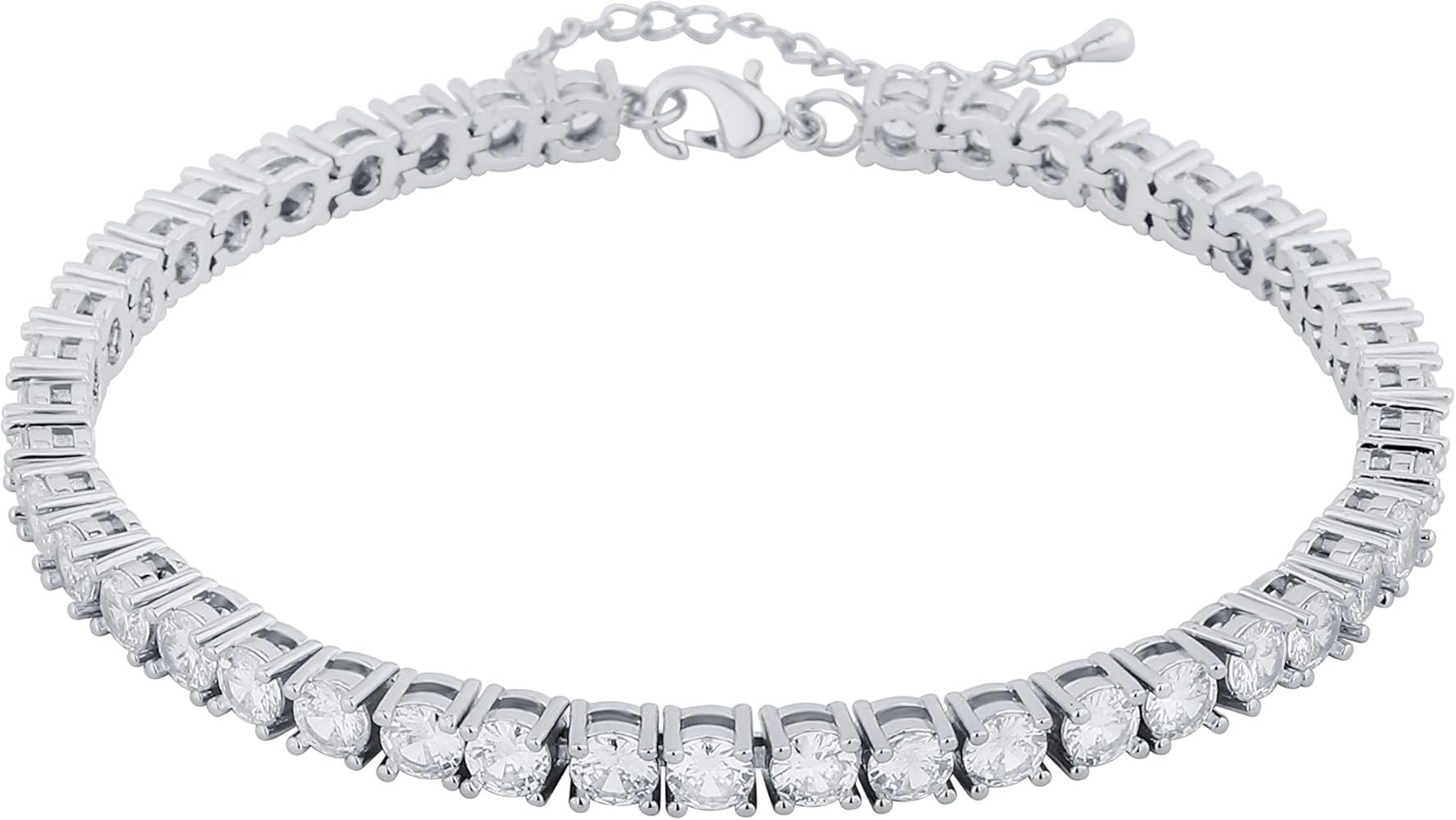 TOPGRILLZ Tennis Ankle Bracelet Gold Anklet Adjustable with Extension 14K Gold Plated Iced out Di... | Amazon (US)