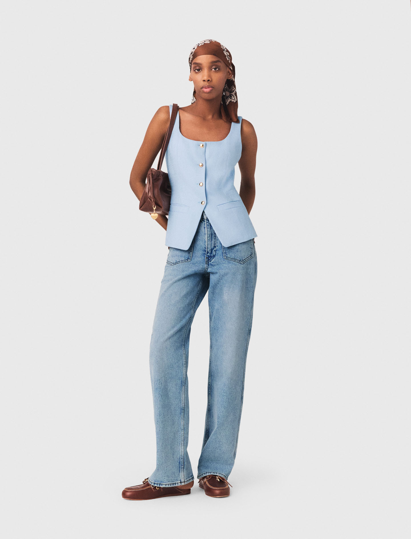 Long tailored jacket Blue for Women | Maje | Maje EU