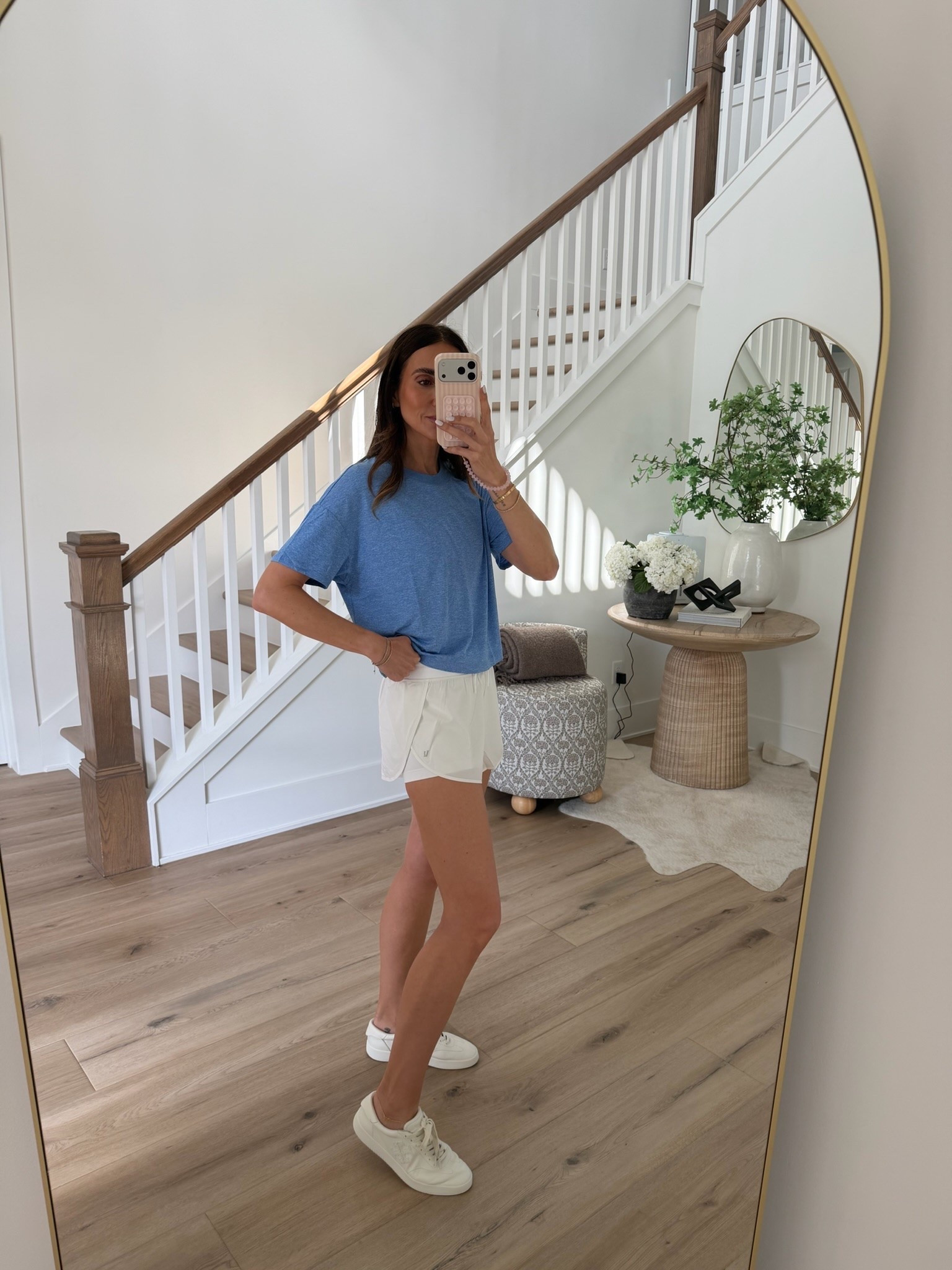 This sporty casual outfit is giving effortless everyday style. The relaxed blue tee, lightweight athletic shorts, and clean white sneakers make this the perfect throw on look for errands, walks, travel days, or everyday summer wear.

athleisure outfit, casual summer outfit, everyday basics, blue oversized tee, athletic shorts, comfortable outfit ideas, sporty chic style, travel outfit, white sneakers, annabrstyle

#LTKootd #LTKActive #LTKfitnessgoals