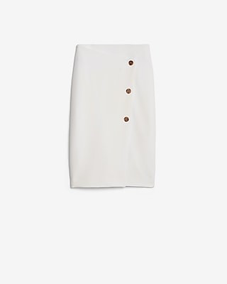 High Waisted Supersoft Button Front Wrap Pencil Skirt | Express