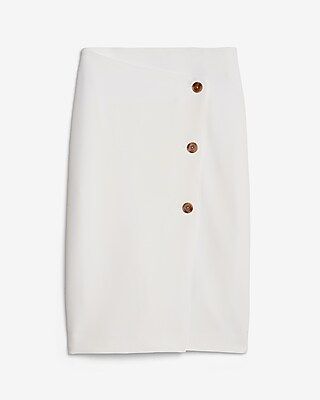 High Waisted Supersoft Button Front Wrap Pencil Skirt | Express