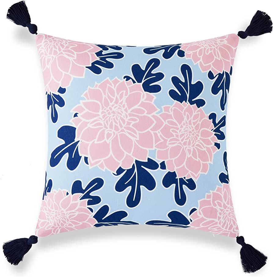 Hofdeco Coastal Patio Indoor Outdoor Lumbar Pillow Cover ONLY for Backyard, Couch, Sofa, Navy Blu... | Amazon (US)