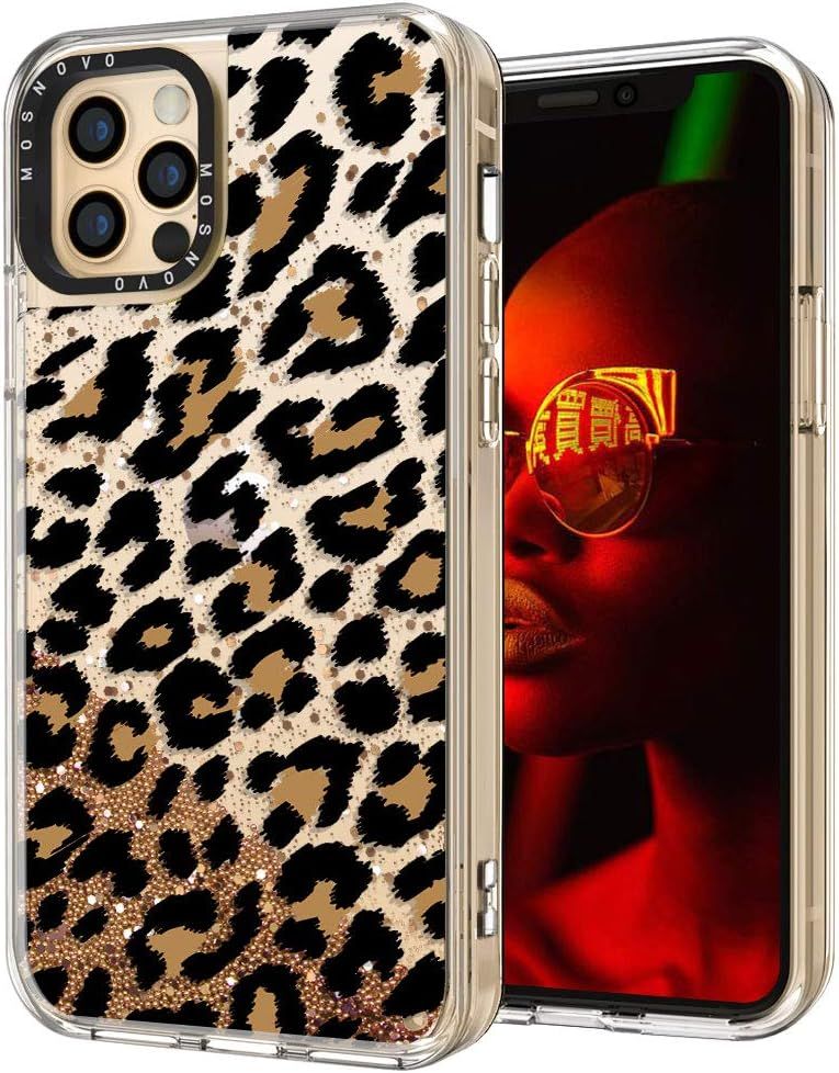 MOSNOVO Luxury Glitter Liquid Gold Sparkle Leopard Print Pattern Designed for iPhone 12 Case 6.1 ... | Amazon (US)