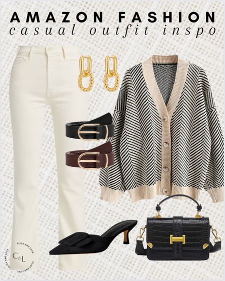 Amazon casual outfit inspo 🖤 love the wide leg on these jeans! 

Jeans, flare pants, sweater, cardigan, heels, belt, earrings, gold jewelry, purse, handbag, Womens fashion, fashion, fashion finds, outfit, outfit inspiration, clothing, winter fashion, summer fashion, spring fashion, wardrobe, fashion accessories, Amazon, Amazon fashion, Amazon must haves, Amazon finds, amazon favorites, Amazon essentials #amazon #amazonfashion

#LTKstyletip #LTKmidsize #LTKfindsunder50
