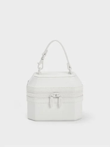 White Geometric Boxy Top Handle Bag | CHARLES & KEITH | Charles & Keith US