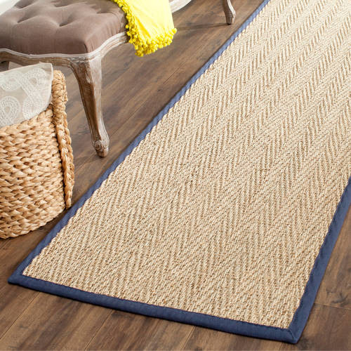 Safavieh Natural Fiber Maisy Border Seagrass Runner Rug, Natural/Blue, 2'6" x 8' - Walmart.com | Walmart (US)