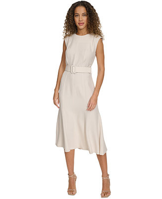 Calvin Klein Women's Belted A-Line Midi Dress - Macy's | Macy's