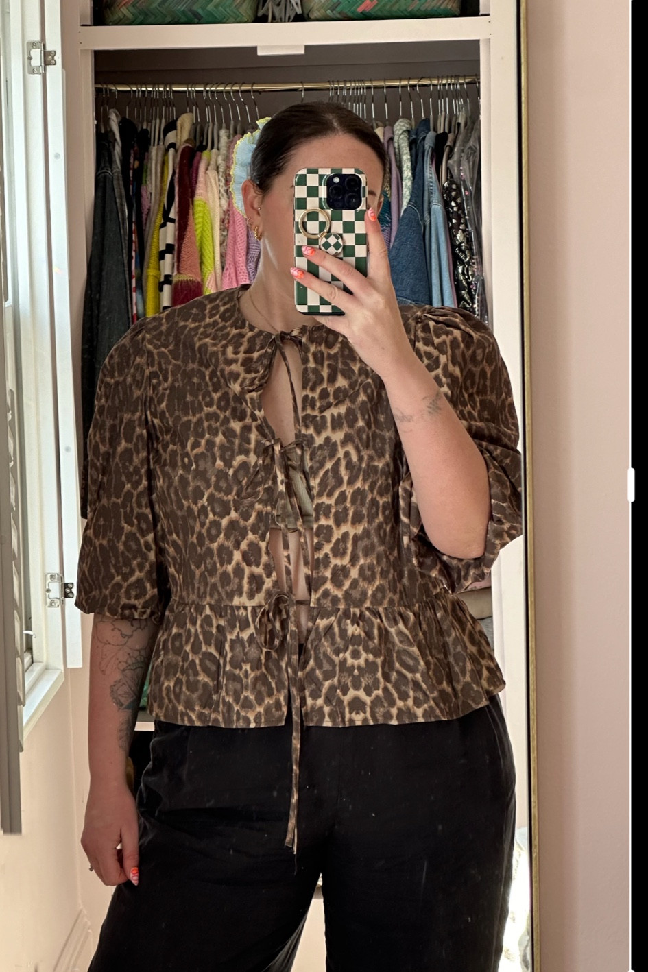 Channeling my inner wild side with this fierce combo of black trousers and a leopard print tie bow front top! 🖤🐆✨ #CasualChic #LeopardLove"


#LTKmidsize #LTKuk