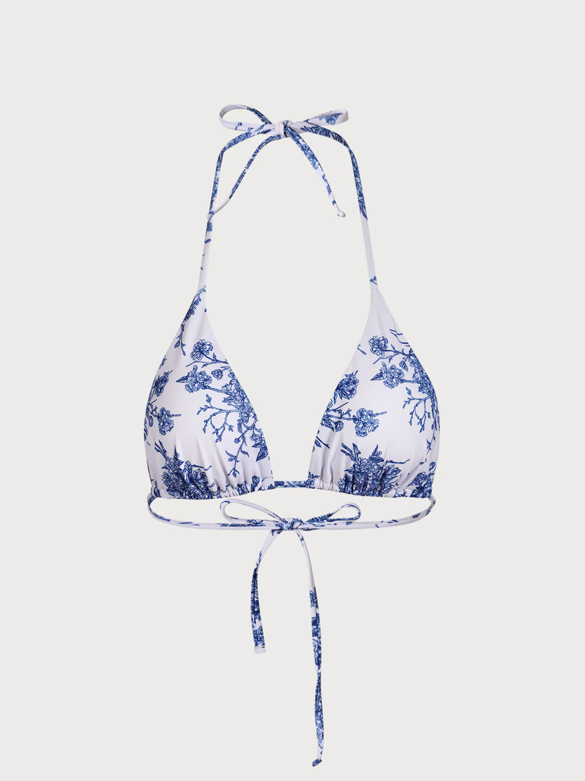 Floral Halter Triangle Bikini Top & Reviews - Blue - Sustainable Bikinis | BERLOOK | BERLOOK