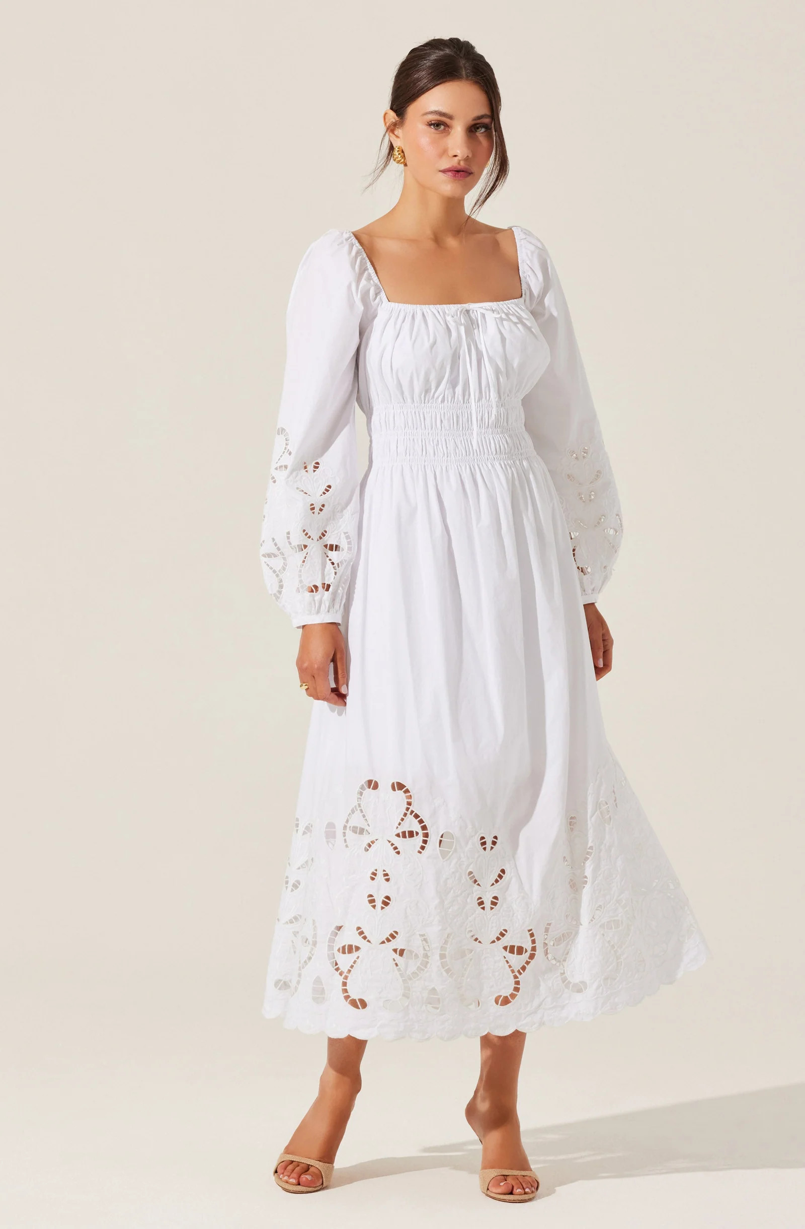 Wisnia Eyelet Embroidered Dress - White / M | ASTR The Label (US)