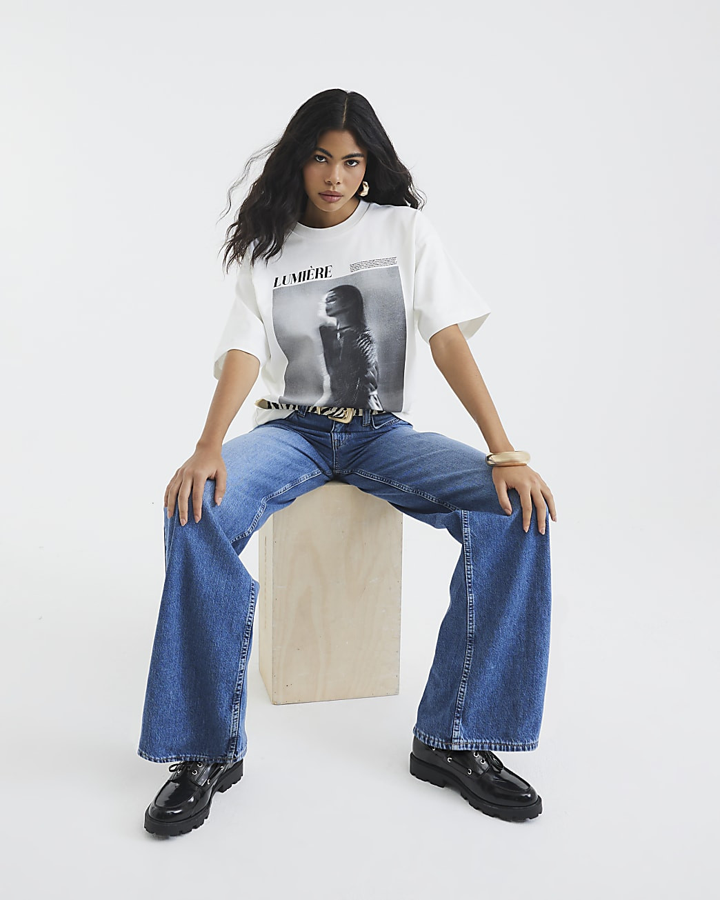 White Short Sleeve Lumiere Photo T-Shirt | River Island UK & IE