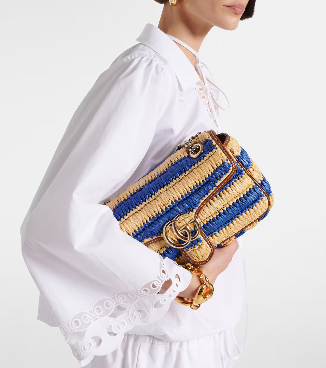 GG Marmont Medium striped shoulder bag | Mytheresa (US/CA)