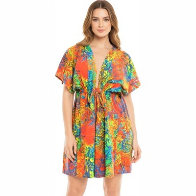 LA LEELA Womens Summer Loose Front Tie Vacation Beachwear Swim Dress Swimsuit Cover Ups XL-XXL Multicolored, Floral | Target