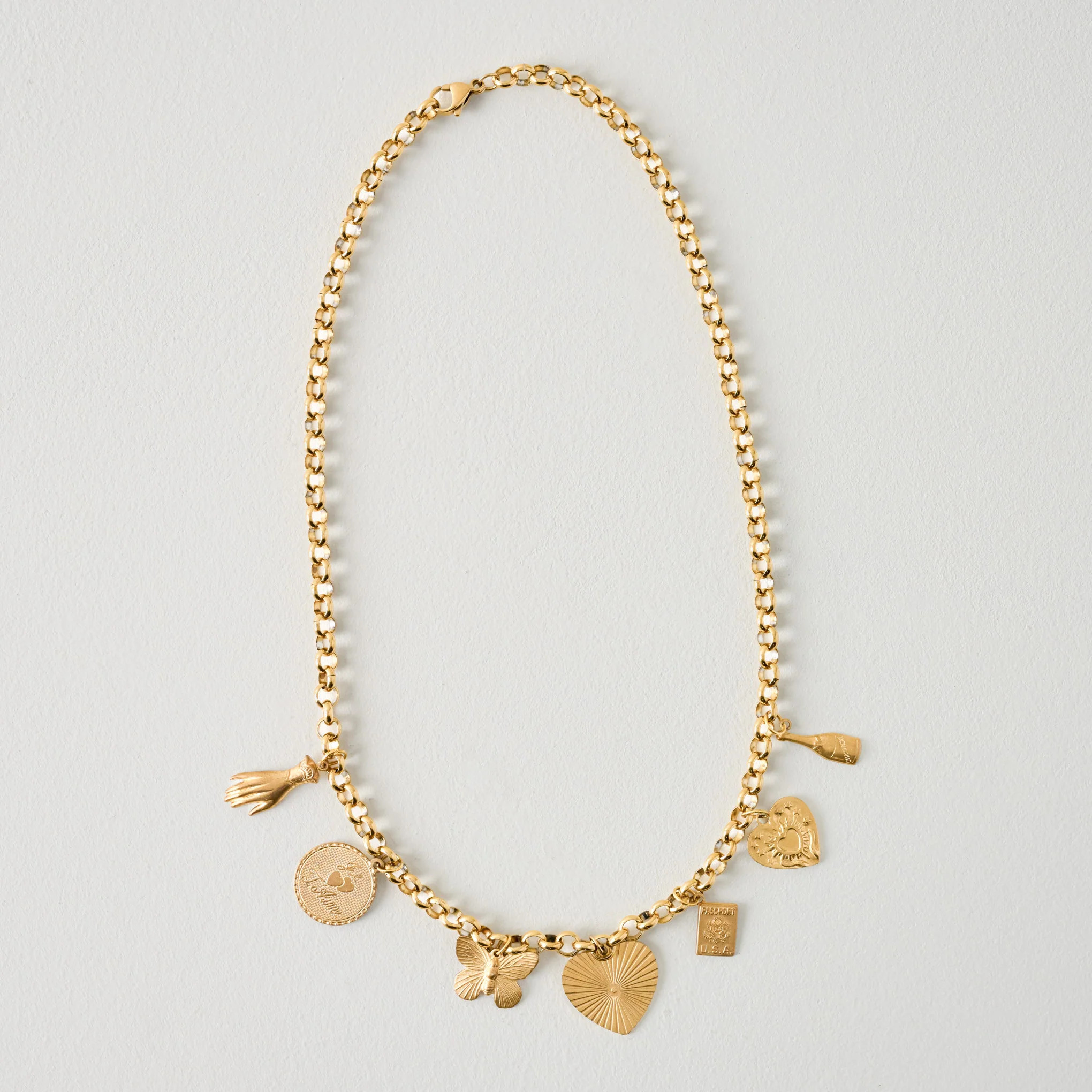 Stationary Brass Charm Necklace | Magnolia