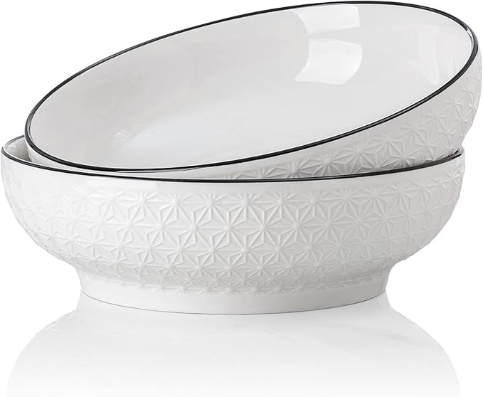 Serving Bowls, JH JIEMEI HOME Ceramic Large Salad Bowls Set 66 Ounce, Porcelain Serving Dishes 9 ... | Amazon (US)