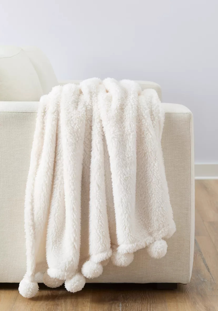 Sherpa Pom Throw Blanket | Belk