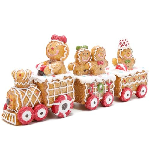 Hodao Christmas Decorations Indoor Home Decor Christmas Gingerbread Man Small Train Figurines Winter for Table Top Centerpiece Fireplace Decor Cute Gingerbread Man Train Decoration Gift | Amazon (US)