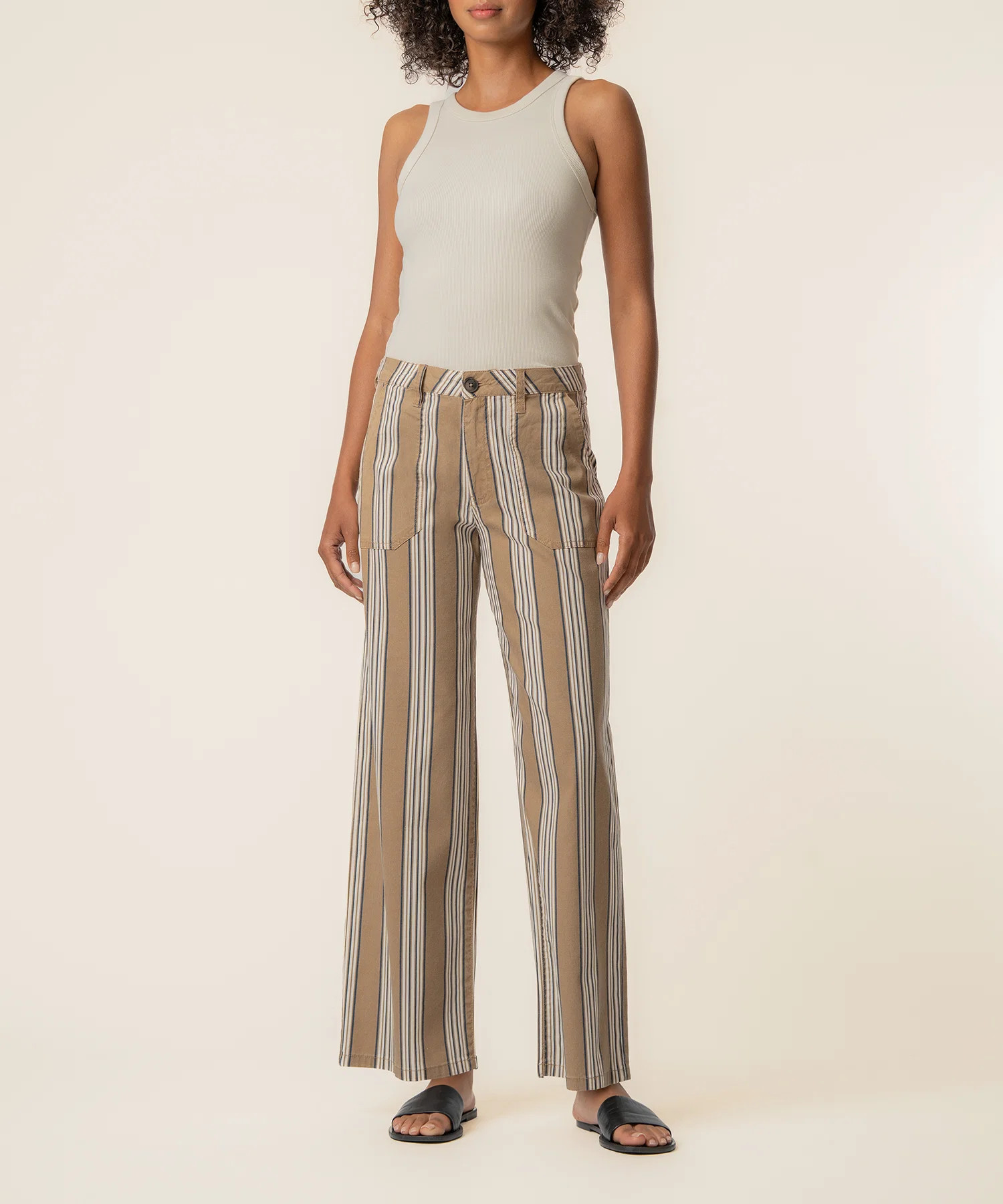 Colette Linen High Waist Straight in Taupe - Kut from the Kloth | Kut From Kloth