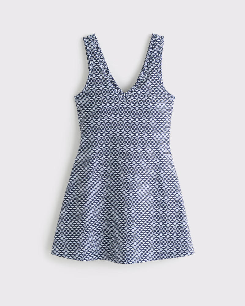 Abercrombie & Fitch Women's YPB sculptLUX V-Neck Mini Dress in Navy Pattern - Size XXS | Abercrombie & Fitch (US)