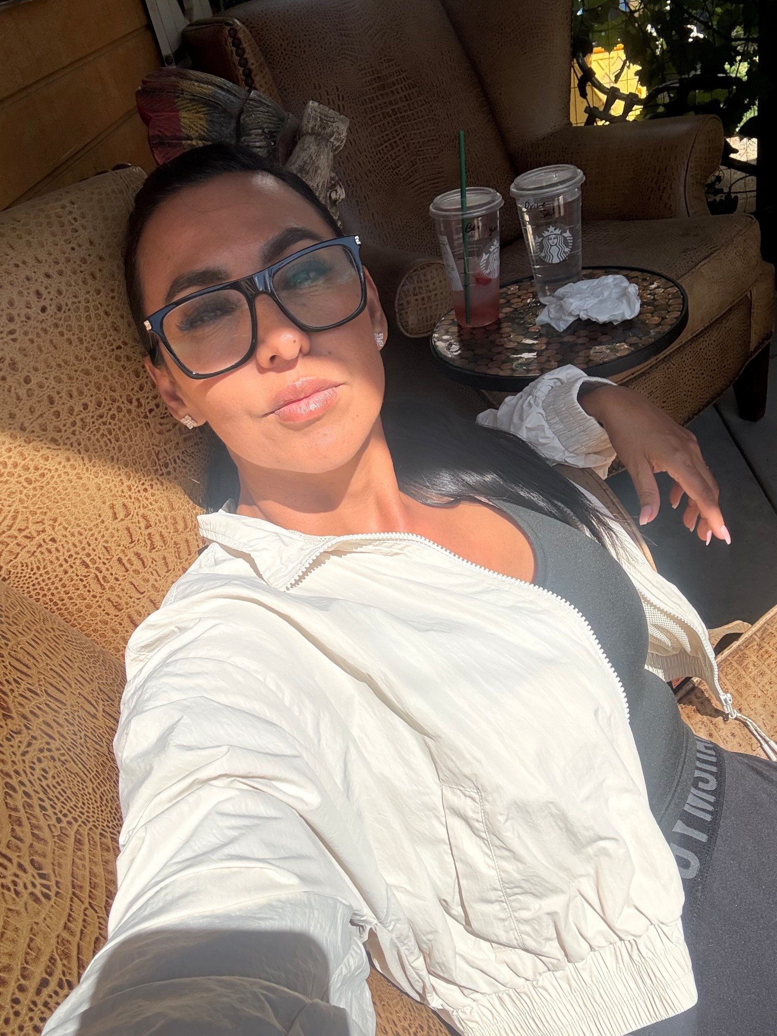 Taking a moment to sit, breathe, and just be 🤍✨

Life gets busy, but these quiet backyard vibes remind me how important it is to slow down and pour back into myself. Self-care isn’t a luxury—it’s a necessity.

And let’s talk about this effortless cozy moment… 👏🏽
A lightweight jacket, a comfy set, and my go-to glasses—because looking put together while staying comfortable is always the vibe. Easy, relaxed, but still that Señora style 💅🏽✨

Sun on my skin, a little peace in my heart, and a reminder that I deserve this moment. 🌿☀️

#SelfCare #BackyardVibes #OOTD #ComfyChic #SeñoraStyle #RelaxedAndCu

#LTKselfcare #LTKdayinmylife #LTKHome