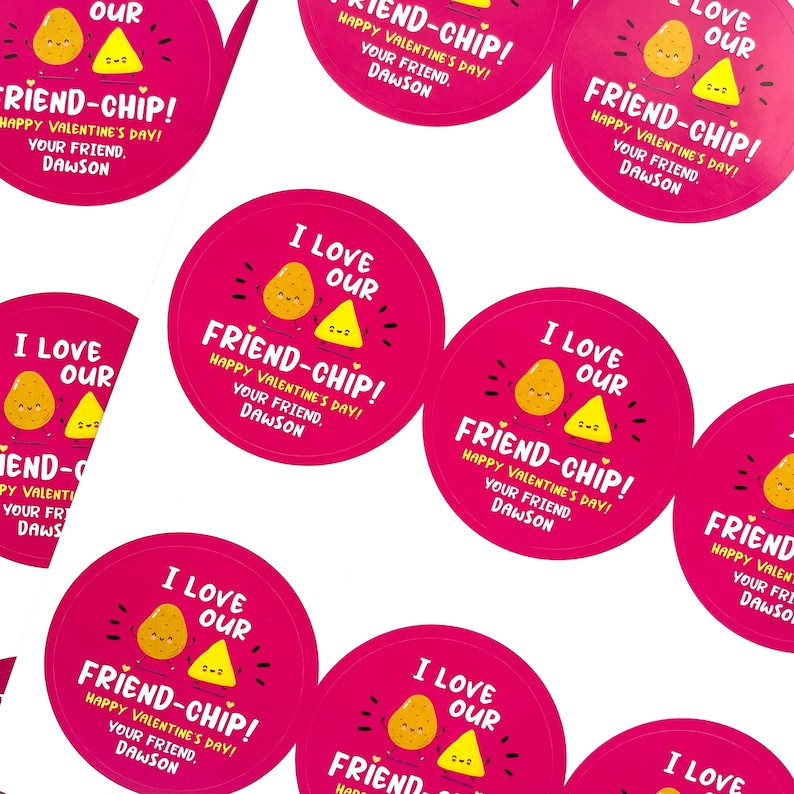 Kids Valentine for Class - Chip Valentine Sticker- Classroom Valentine- School Valentine - Non Ca... | Etsy (US)