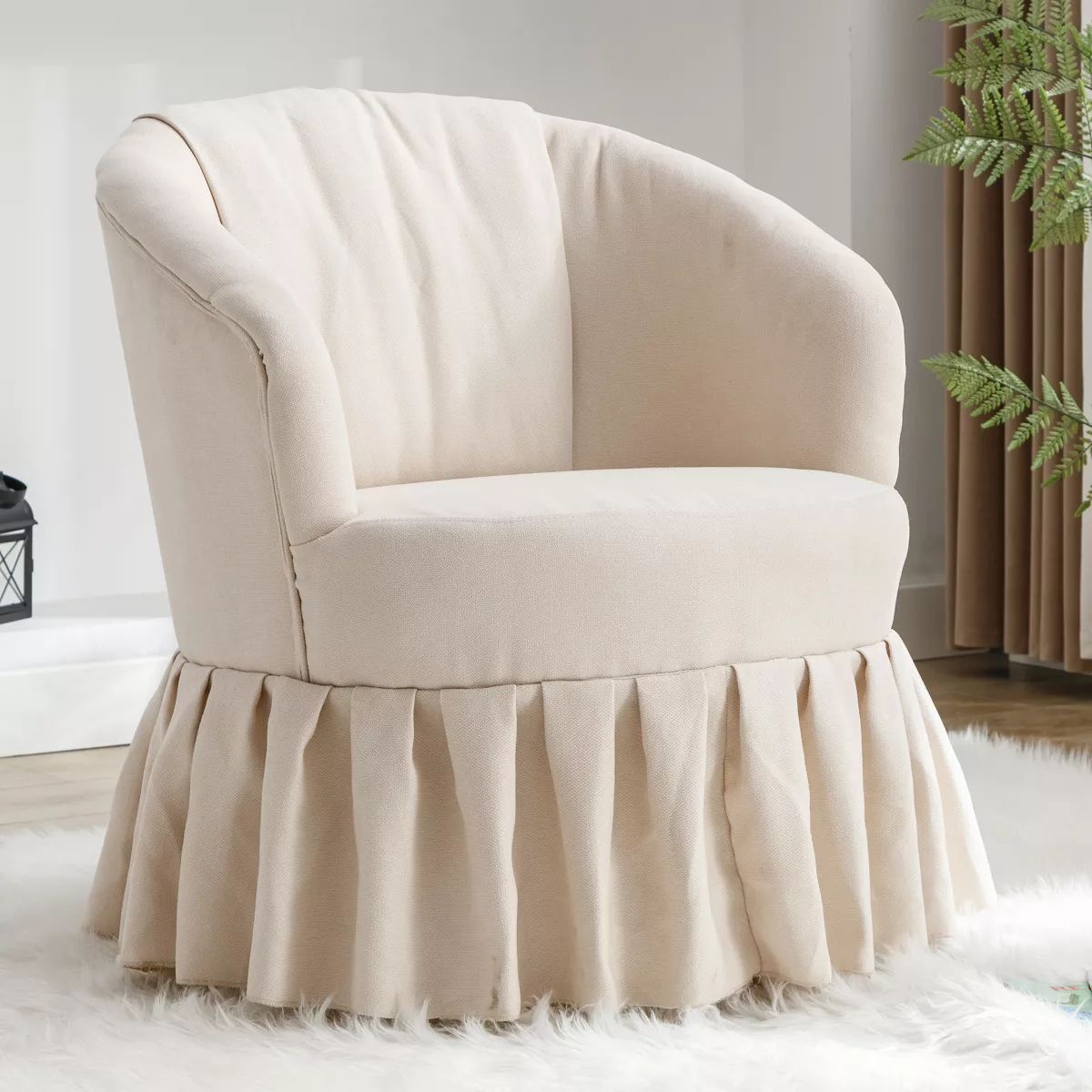 Linen Fabric Accent Swivel Chair Auditorium Chair With Pleated Skirt-ModernLuxe | Target
