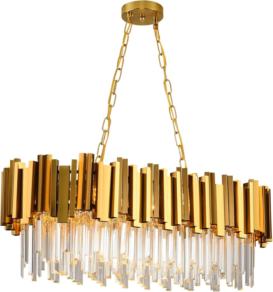 Crystal Chandeliers for Dining Room,Gold Chandeliers Modern Crystal Chandelier Pendant Light Fixt... | Amazon (US)